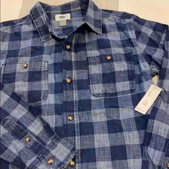 Old Navy Other - NWT Old Navy Long Sleeved Button-Down Denim Shirt Buffalo Plaid Sz XL (14-16)